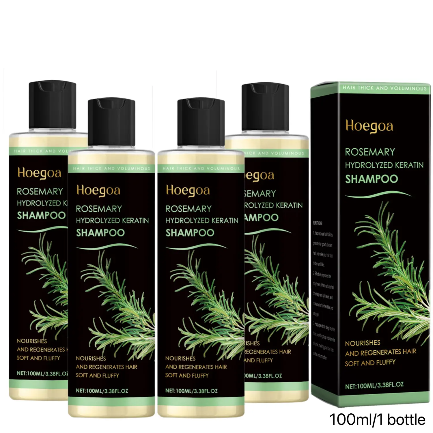【100ml*4] Organic Rosemary Hair Growth Shampoo, Natural Rosemary,Plant-based Shampoo for Oil Control, Nourishment, Moisturization, Repair, Volume, and Refreshing Feeling Cleanser Conditioner Rosemary hydrolyzed