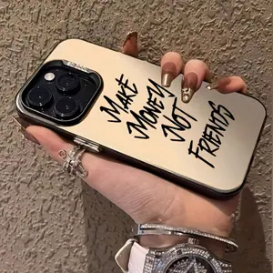 The Design Featuring The Phrase Make Money No Friends Case for iPhone 16 15 14 Pro Max 13 12 11 XR XS Plus Shockproof Anti-Scratch Durable PC Back Protective Cover