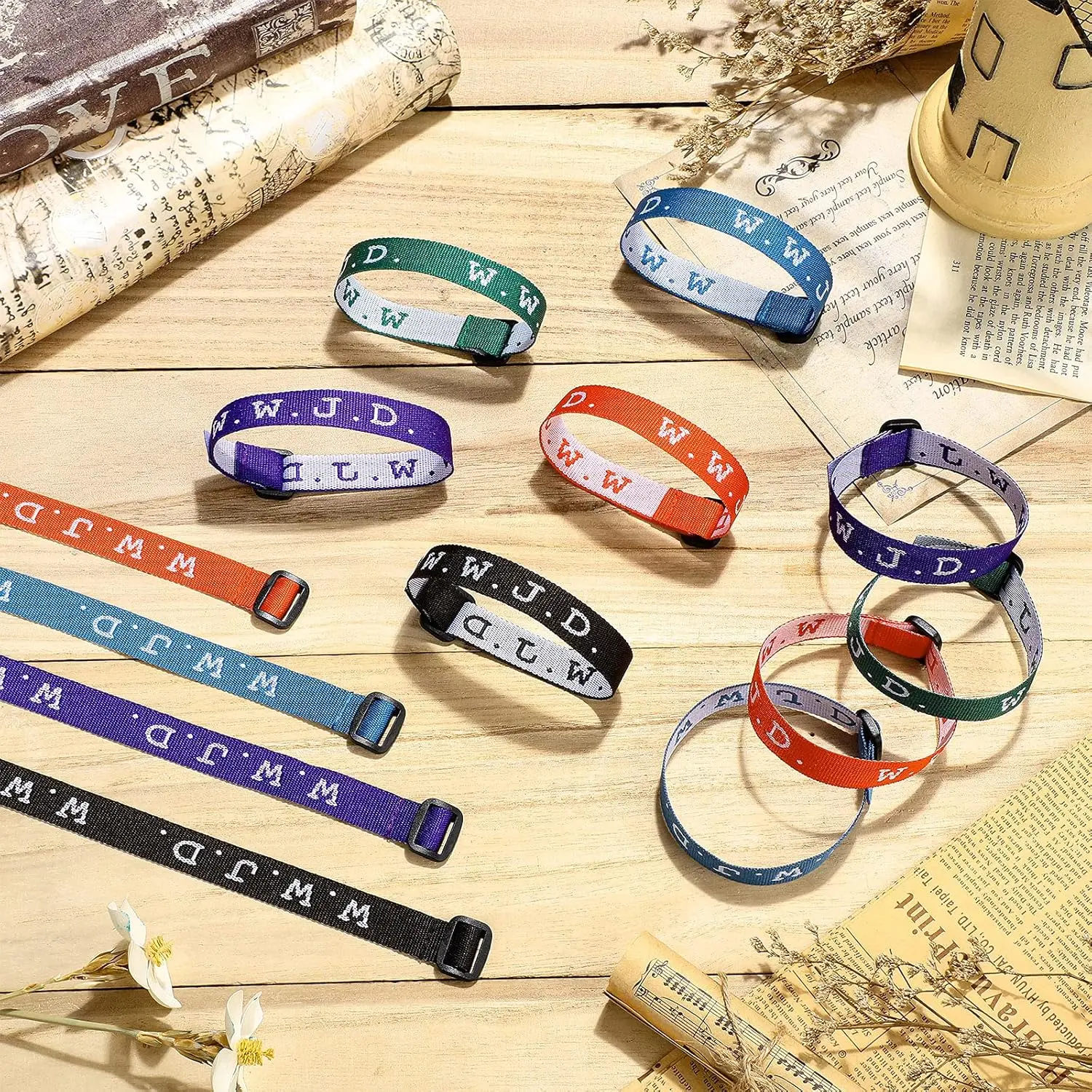 12 Pieces W.W.J.D Webbing Bracelets What Would Jesus Do Bracelets for Women Men Handmade Christian Bracelets Adjustable Religious Faith Bracelets Colorful Woven Wristbands WWJD Bracelets