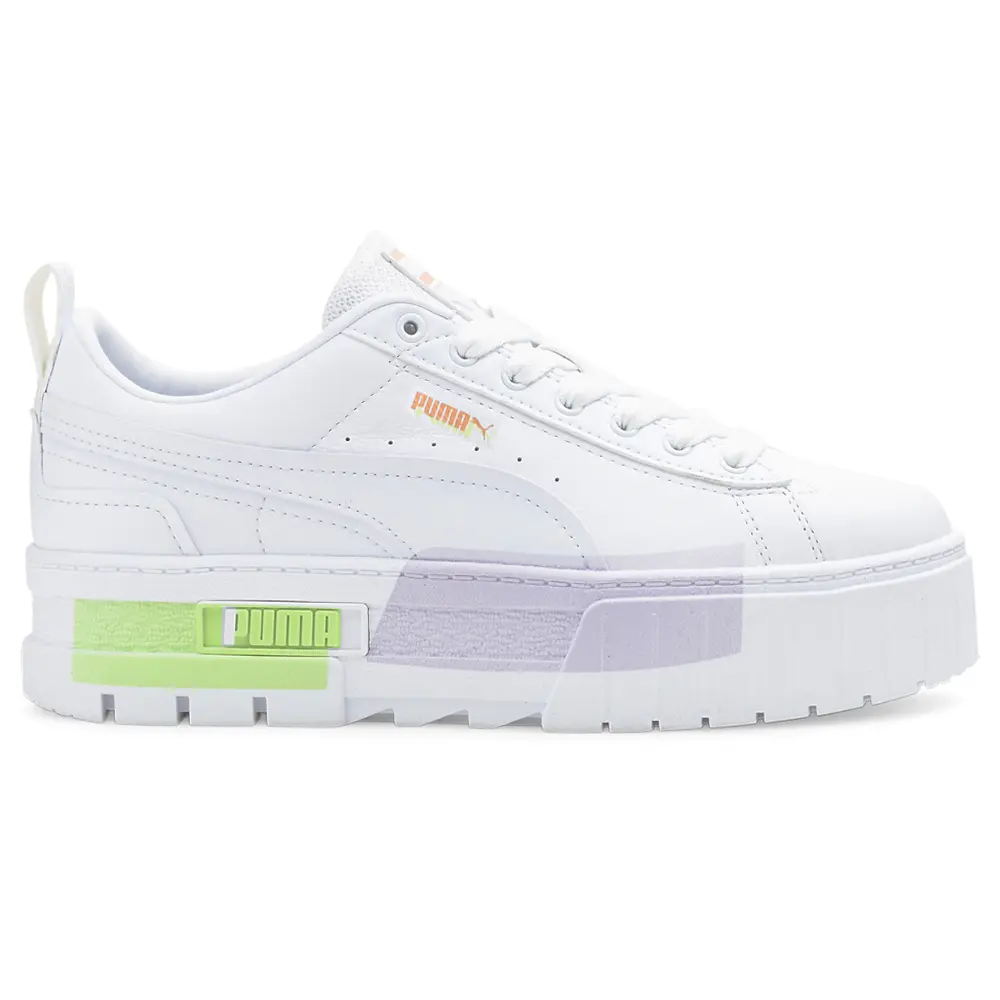 PUMA Womens Mayze Mis Platform Lace Up Sneakers Shoes Casual - White