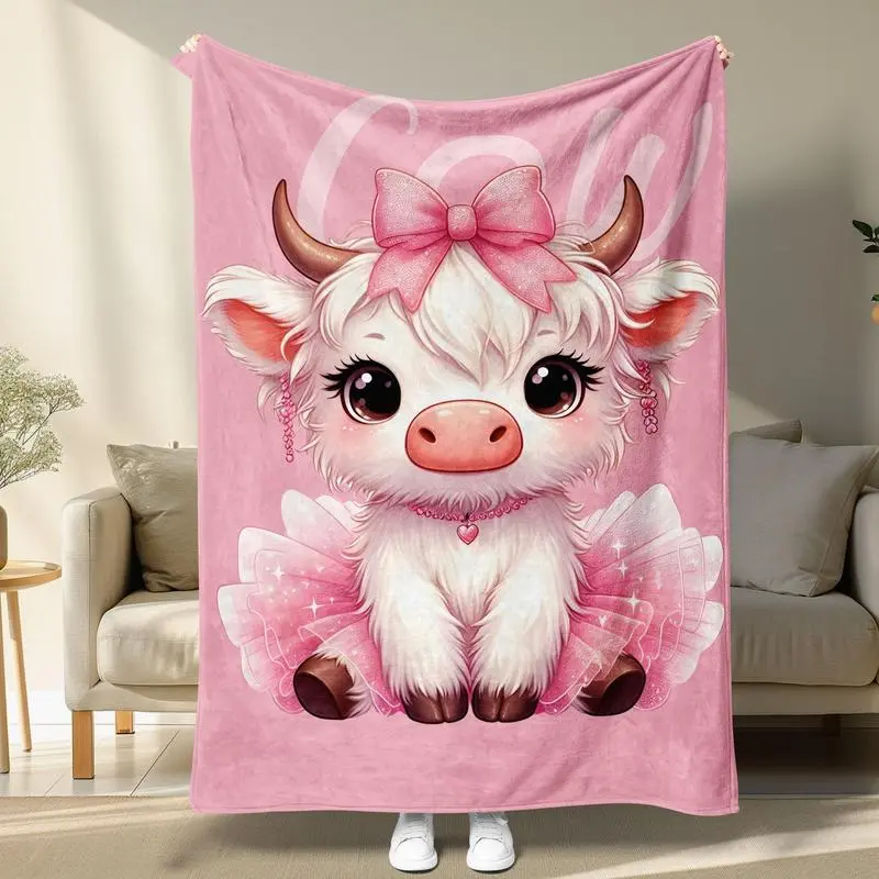 Room Decor Cute Cartoon Cow Print Blanket, Counts Soft Comfortable Warm Throw Blanket,Comfy Bedding Napping Blanket for Home OfficeTravel Camping, Christmas Gifts, ChristmasDecoration