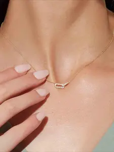Elegant Zircon Pin Pendant Necklace for Women, Simple Style Daily Party Versatile Jewelry Gift, Fashion Trendy Accessory, Minimalist Pendant Necklace