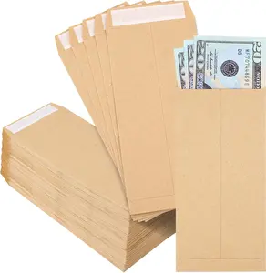 Money Envelopes 120 PCS Cash Kraft Paper 6.5”x3.2” Small Cash Envelopes Self-Adhesive Money Saving Challenge Coin Envelopes Coin Check Budget Small Item Organizer