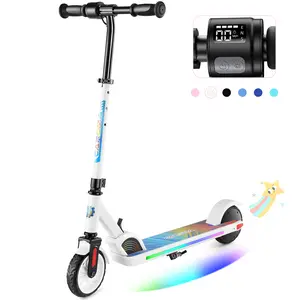 Caroma Electric Scooter for Kids Ages 6-14, 180W Motor & 10 Mph, 80 Mins Ride Time, Adjustable Height & Speed, LED Display & Colorful Lights, Kids Electric Scooter, Best Gift for Boys and Girls