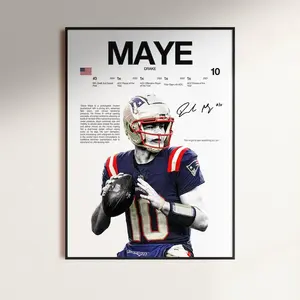 Drake Maye Poster, Wall Print, Football Digital , Poster Print, Sports Decor, New England Patriots Poster, Football Gift