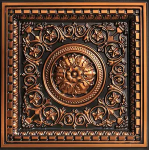 From Plain To Beautiful In Hours Rhine Valley 2 ft. x 2 ft. PVC Coffered Lay-in Faux Tin Ceiling Tile - #VC02 - (Pack of 10) / 40 sqft