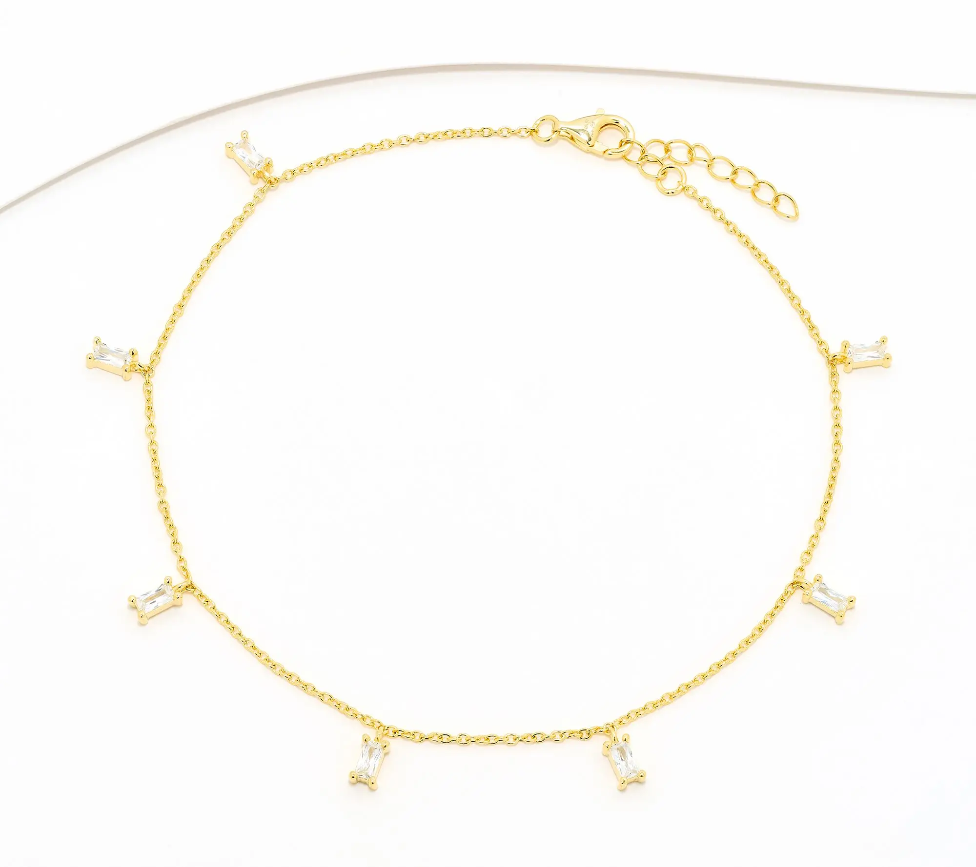 Diamonique Classics Baguette Anklet, Sterling Silver Diamonique Classics Baguette Anklet, Sterling Silver