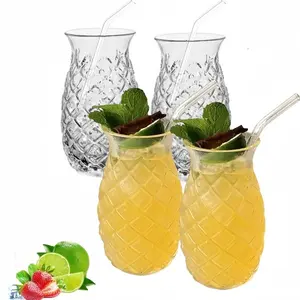 Clear Glass Cup with Straws, 4 Counts/set Fruit Juice Glass Cup, Drinking Cup for Home Office Party, Kitchen Supplies, Drinkware, Drinking Glasses