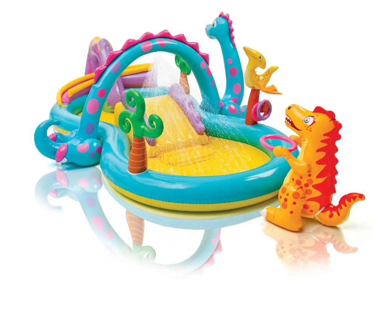 Intex 11ft x 7.5ft x 44in Dinoland Play Center Kiddie Inflatable Swimming Pool