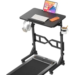 Small Standing Desk with Wheels, 29.5-45.3 Inch Adjustable Height, Portable Treadmill Desk, Rolling Computer Table for Walking Pad with a Cup Holder and a Hook