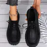 Women's Solid Color Lace Up Derby Shoes, Casual Comfortable Round Toe Oxford Shoes Lace Up Oxfords for Daily Wear, Female All-match Shoes, Casual Business Shoes, Office Shoes, Business Style Footwear, Oxford Footwear