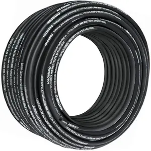 fathersdaygift VEVOR Hydraulic Hose 328 Feet Rubber Hydraulic Hoses with 2 High-Tensile Steel Wire Braid, Inner Diameter 3/8 Inch, 5000 PSI Max, Bulk Hydraulic Hose -40 F to 250 F, Hydraulic Oil Flexible Hose