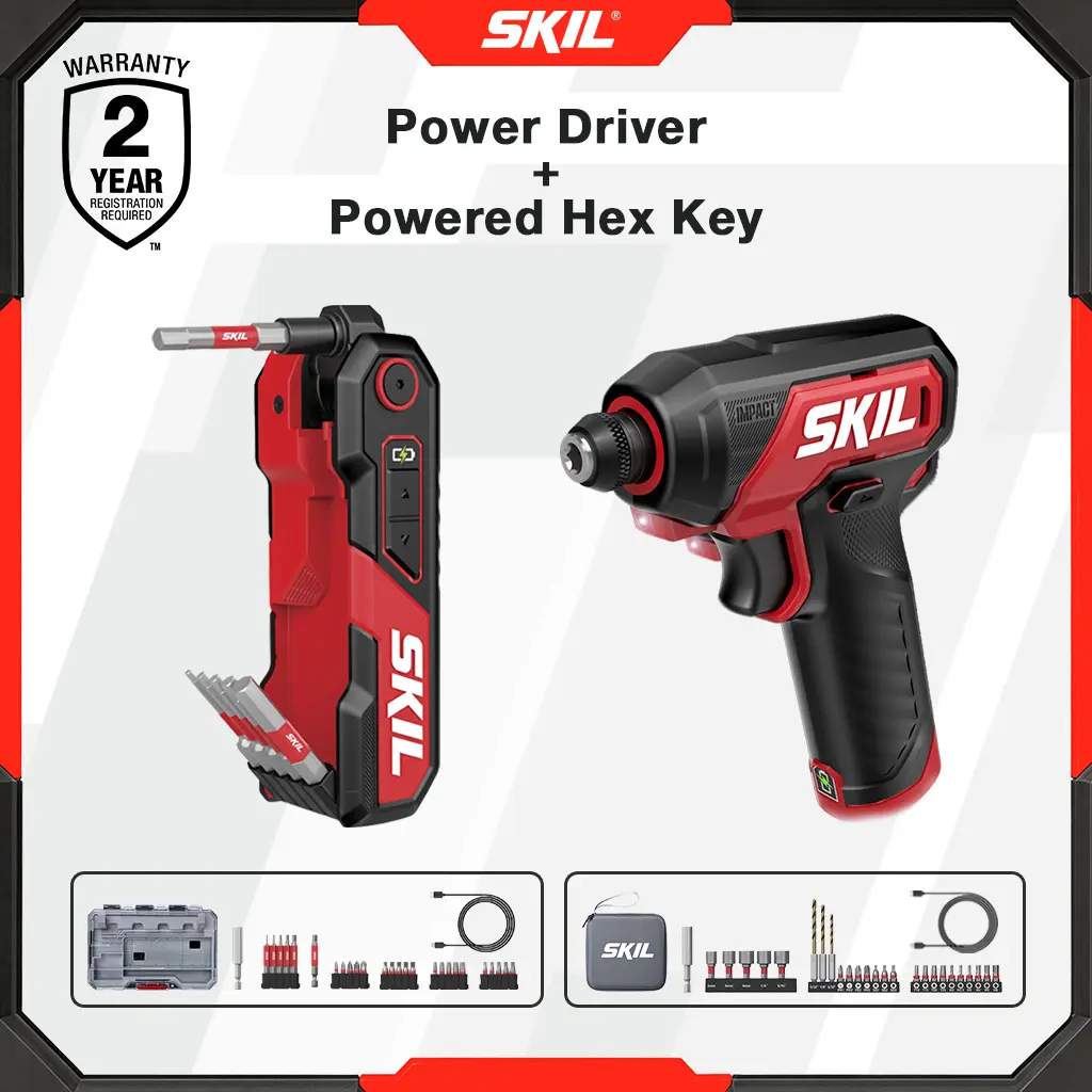 SKIL PWRCORE GO Power Driver + Powered Hex Key Kit bundle