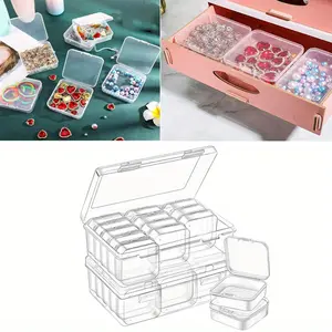 2 bags (30 pieces)small bead organizer with hinge cover plastic handicraft organizer, small art storage, for bracelet jewelry production kits, widgets, nails, etc., transparent Boxes Container