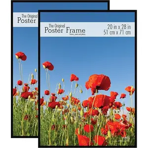 Poster Frame 20x28 Black Lightweight Vertical & Horizontal Wall Hanging Large Picture Frame for Posters, Art Prints & Gallery Wall (2-Pack) Decor Photo