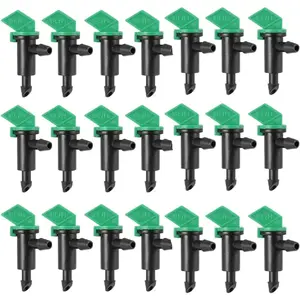 4 GPH Drip Irrigation Emitters - 200 count Blue Flag Drippers, 16L/H Inline Water Drippers with Shutoff Valve, Compatible with 4mm/7mm Hose for Garden, Trees, Shrubs, Lawn Watering System(Green)