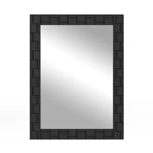 COSTWAY - Wood Framed Wall Mirror Rectangle Vanity Mirror for Living Room Entryway-Black