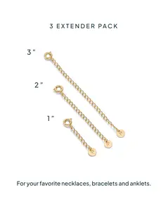 PAVOI Necklace Chain Extenders Pack for Women - 14K Gold Plated Set of Three Gold Jewelry Extenders for Bracelets, Necklace and Anklets Extension with Spring Ring Clasp - 1, 2, 3 Inch