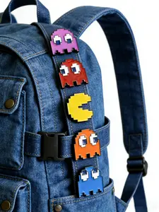 80s Retro Pac-Man Ghost Enamel Pin Set, 5 Pixel Game Pins for Backpacks and Jackets, Vintage Style Accessories