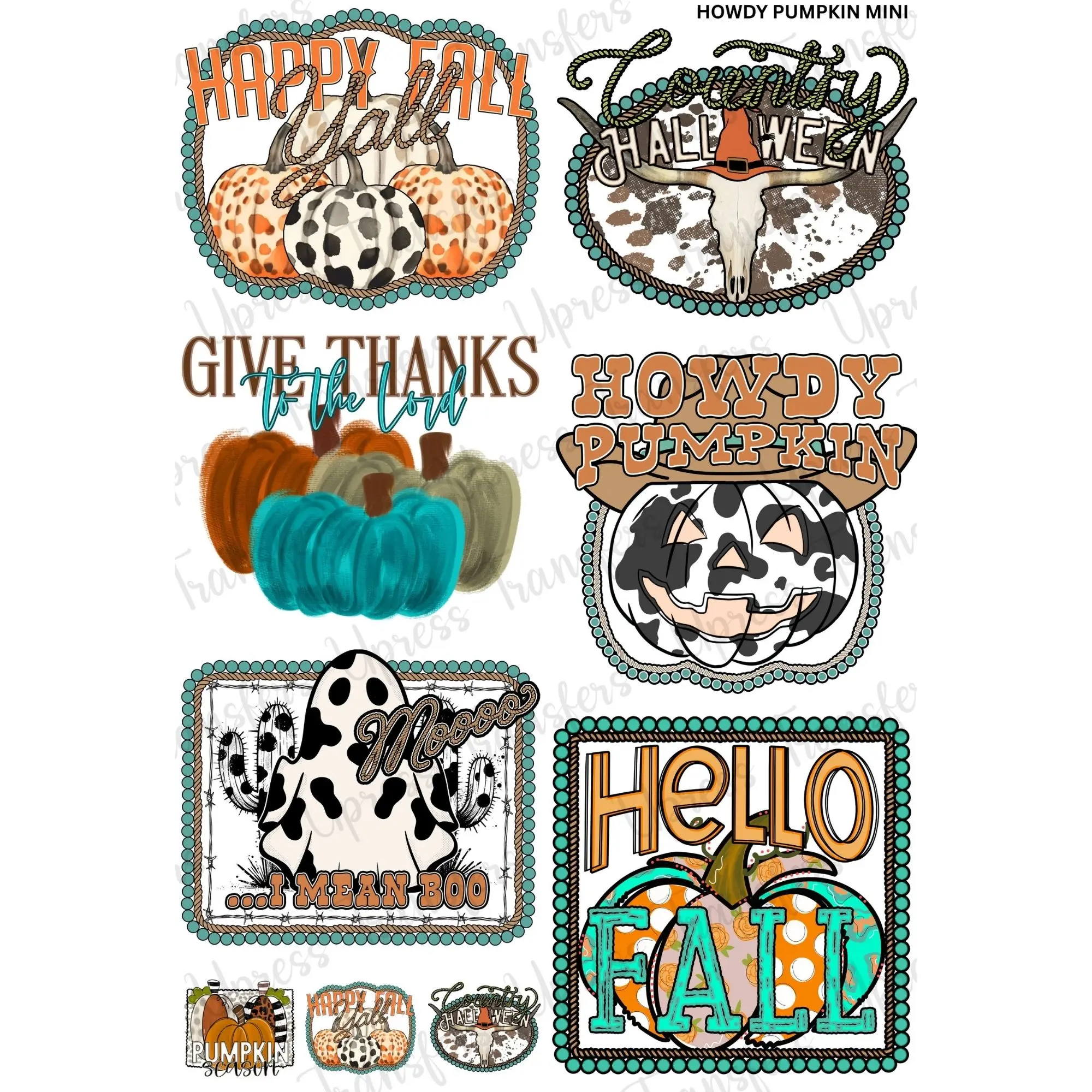 Howdy Pumpkin Mini DTF Transfer Gang Sheet 24.5" x 36" Direct To Film for DIY Enthusiasts Vibrant Custom Options Cozy Handmade Aesthetic
