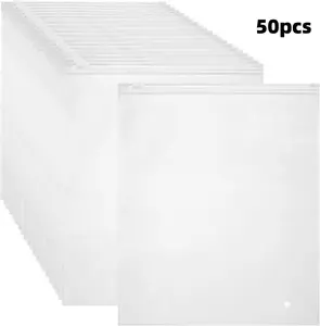 50Pcs Frosted Zipper Bags for Clothes, 14 x 17.72 inch/ 14 x 16 inch Plastic Bags for Clothes, Sweaters, Hoodies, Women Shoe, Sewing Projects Packaging - Home Improvement.