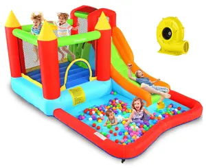 AKEYDIY Bounce House, Inflatable Bounce Castle with Blower for Kids 3-10,Outdoor Indoor Bouncy House Water Park for Backyard with Slide, Climbing Wall, Ball Pit, Jumping Area (146" x 103" x 73"),dealsforyoudays