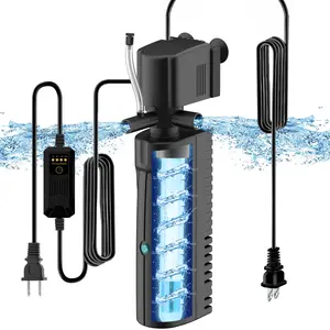 Aquarium U-V Filter for 10-40 Gallon Tank, Fish Tank Filter with Timer, Turtle Tank Filter with Aeration, Internal Filter for Green Water