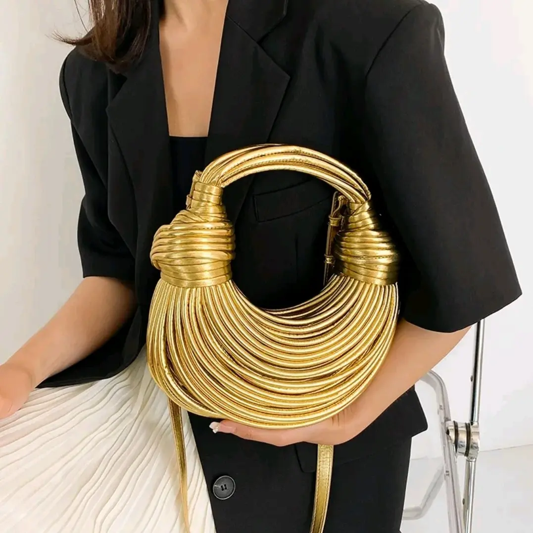 Luxury Handwoven Noodle Bag Rope Knotted Pulled Hobo Clutch