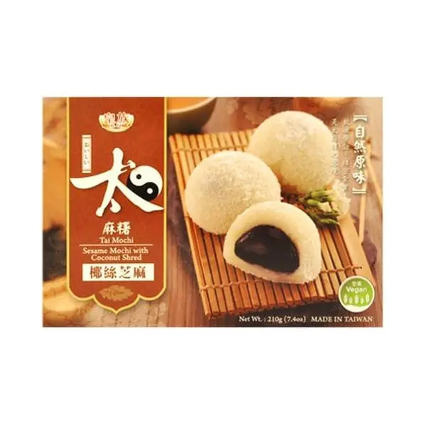 ROYAL FAMILY Taiwan Tai Ma Su Coconut Sesame Mochi 7.4oz - Chewy Rice Cake Snack