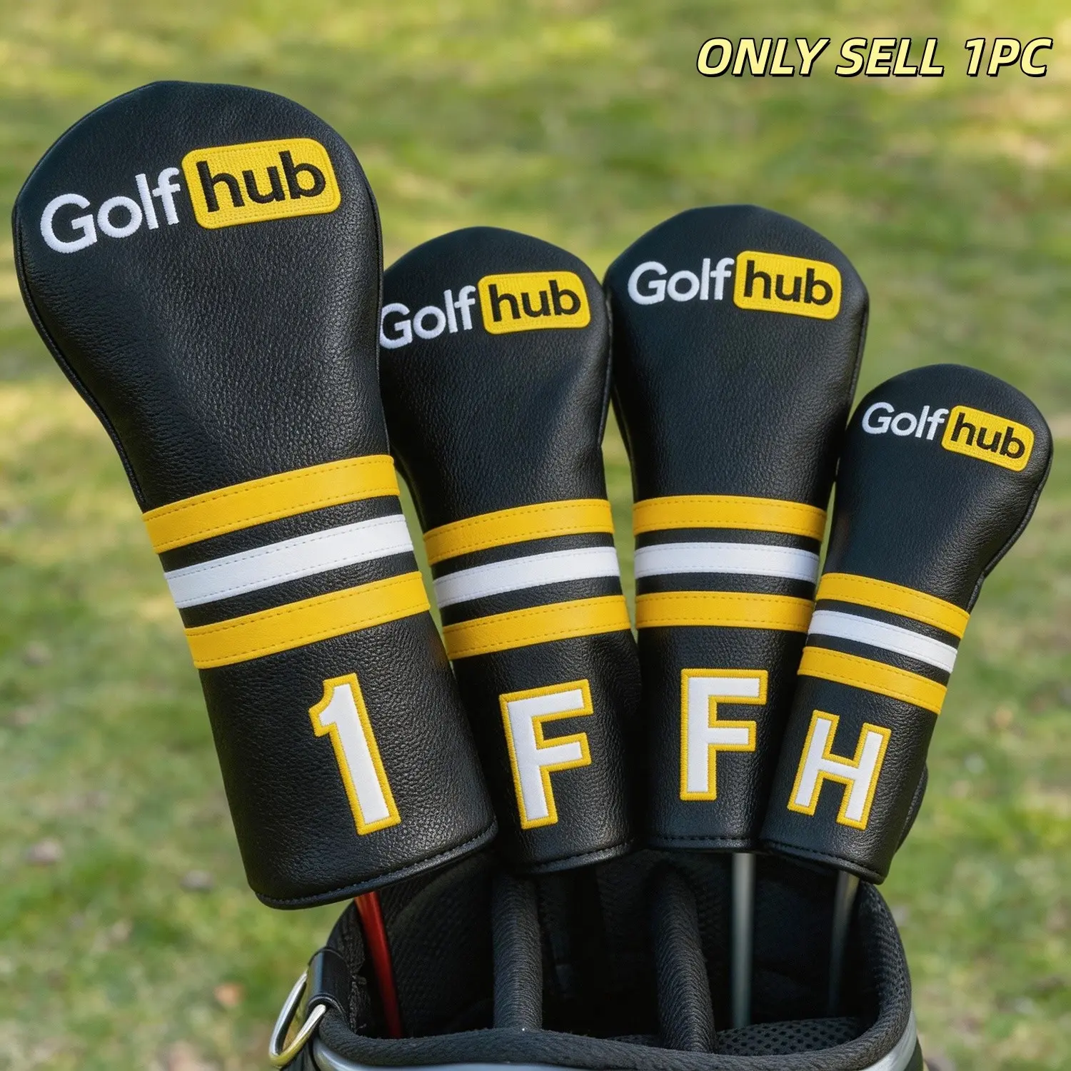 1pc/4pcs Driver Fairway Hybrid Golf Headcover, HUB Letter Golf Club Head Covers, Stylish Vintage Design, Protect Golf Club Heads, Golf Accessory