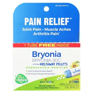 Boiron Bryonia, Pain Relief, Meltaway Pellets, 30C, 3 Tubes, 80 Pellets Each