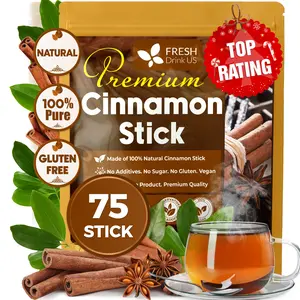 FreshDrinkUS, Premium 75+ Cinnamon Dried Sticks, Whole Sticks, 100% Natural & Pure Cinnamon Inner Bark, Raw Cinnamon Spice Flavor & Strong Aroma, Cinnamon Spice Herbal Tea, Perfect for Warm Beverages