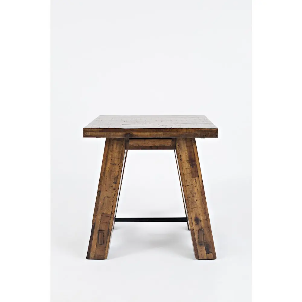 Rustic Distressed Industrial Trestle End Table with Trestle Base, Sturdy Presence Indoor Side Table for Living Room Bedroom, Side Tables