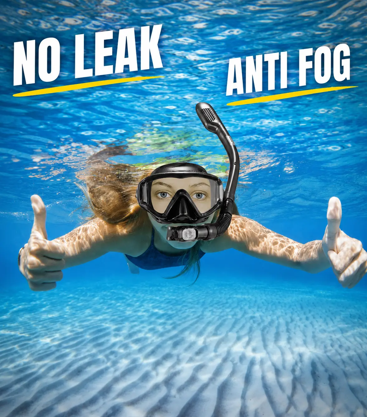 Aegend Snorkel Goggles Mask Set - Anti-Fog, No-Leak, Wide-View Snorkeling Gear with Dry Top Snorkel for Water Sports, Diving