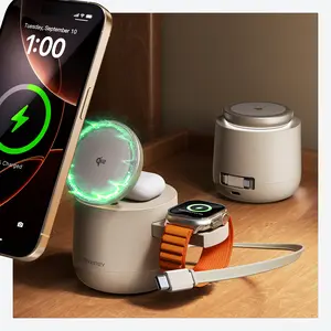 MFI Certified by Apple, 4 in 1 Magsafe Wireless Charging Station, Qi2 15W Magsafe Charger for iPhone 16/15/14/13/12 Series, iWatch, Airpods, iPad, 65W Charger Included