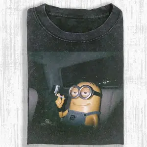 Minions Vibes Graphic Tee, Cool Minion Smoking Design, Retro Minion Streetwear Shirt, Unisex Trendy Apparel