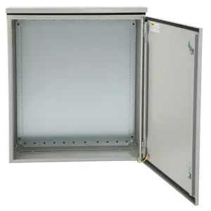 【DealsForYouDays】VEVOR Hinged Lid Electrical Enclosure, 24x24x12in UL-Tested NEMA 4 IP65 Cold-Rolled Carbon Steel Junction Box with Lock Core, Rain Hood, Waterproof, Dustproof for Outdoor, Indoor Use