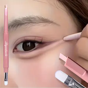 Double-ended eye shadow highlighter - pink brown glitter liquid eyeliner for beginners, smooth makeup tool to precisely eliminate eye bags and big eyes, makeup for beginners, smooth application, long-lasting eyelash gel, eyeliner, shadow highlighter