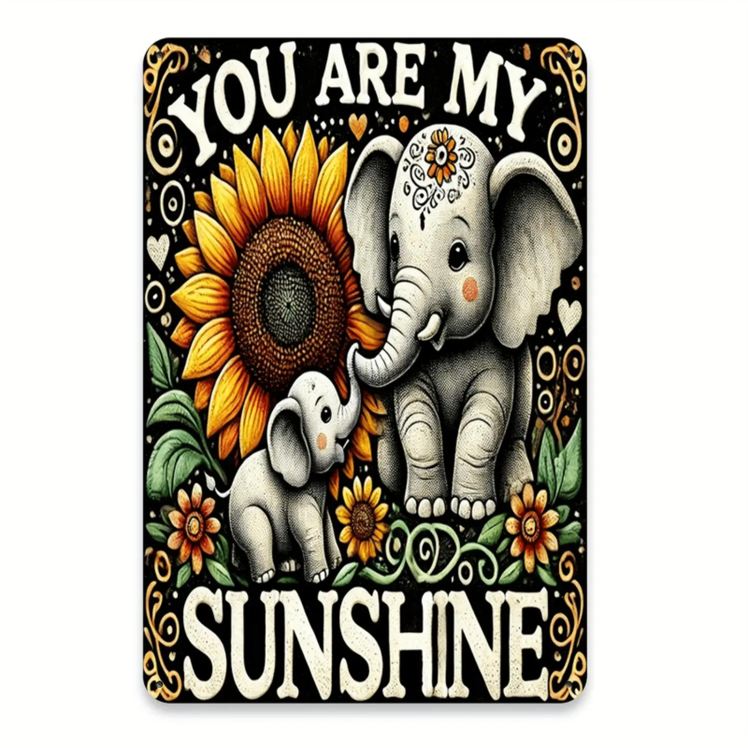 You Are My Sunshine Elephant And Sunflower Metal Wall Art For Home Kitchen And Bar Decor
