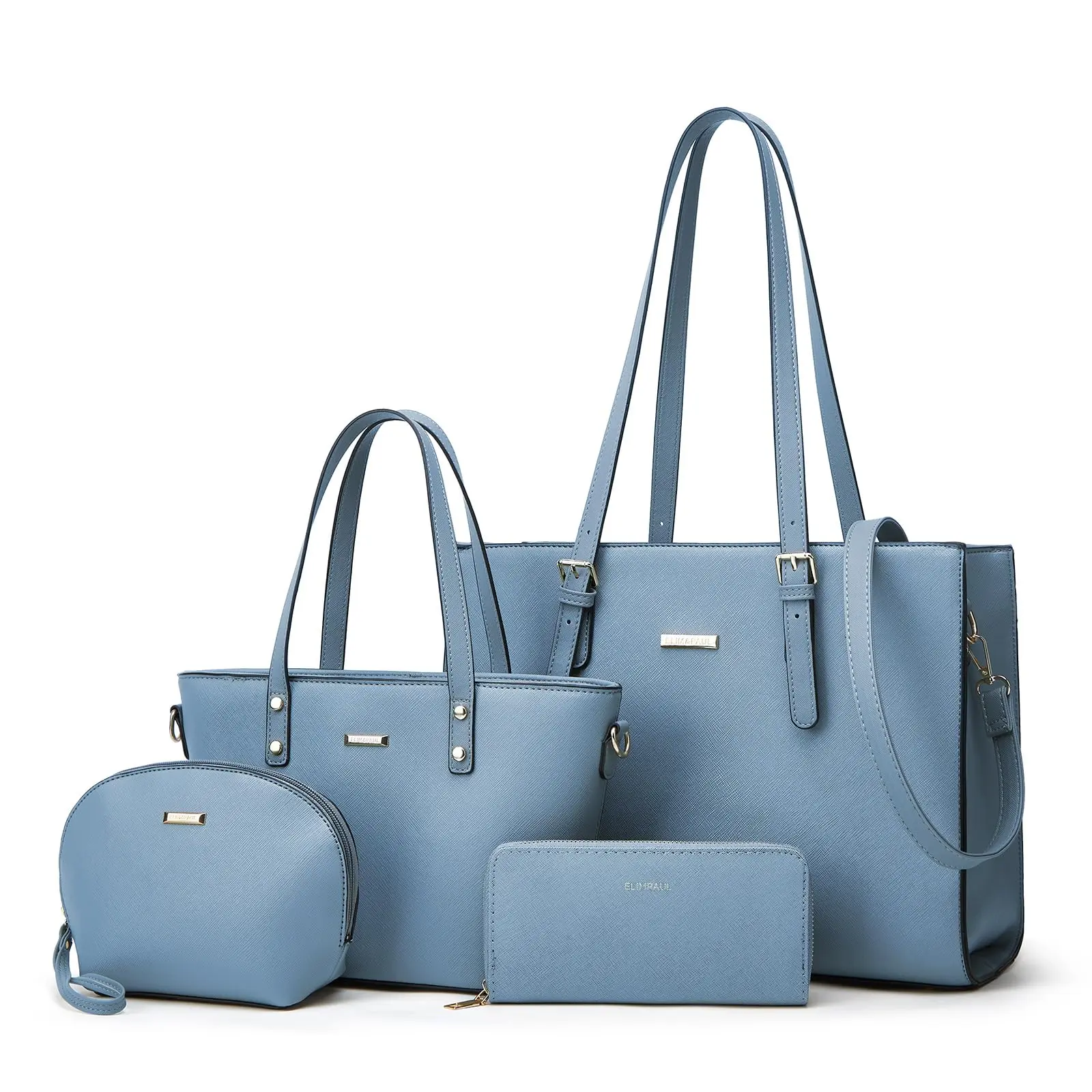 Women's Synthetic Leather 4-Piece Set Pack, Tote with Top Handle, Shoulder & Satchel Purse for Fashion Use, Tote Bags