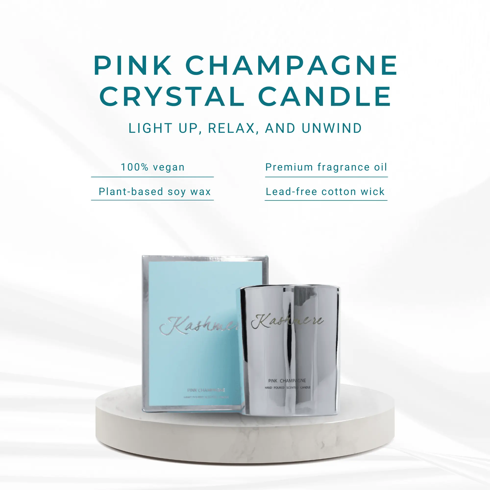 Pink Bubbly Champagne Crystal Candle - Kashmere Kollections
