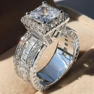 1 Pc  Women Engagement Rings Classic 4 Prong Inlay Square zirconia Rings for Women Wedding Rings Jewelry,Fashion-forward Fine Jewelry, Hypoallergenic, Premium Quality, Handcrafted, Timeless Style, Bridal Elegance, Sparkli