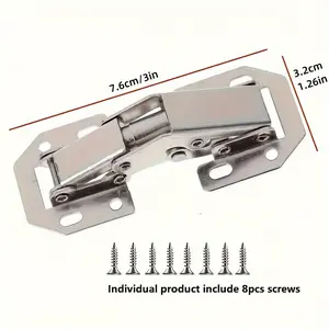 20pcs Hidden Hinges for Cabinet Doors, Frameless Cabinet Door Hinges, Surface-mounted Cabinet Door Hinges, with 160 Screws