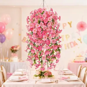 Outdoor Hanging Artificial Flowers, UV Resistant Plastic Fake Flowers, Home Indoor Outdoor Decor, Artificial Flower Decoration, Valentine's Day, Wedding, Christmas