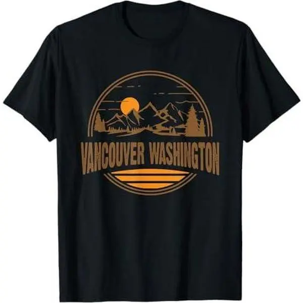 Vintage Vancouver, Washington Mountain Hiking Print T-Shirt