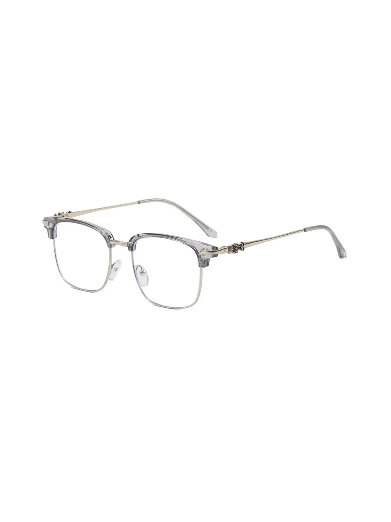 ShineThru Unisex Semi Frame Eyeglasses - 1-Pair Rectangle Browline Design, PC Metal Frame, Blue Light Blocking Anti-Radiation Lenses, Men's Fashion Accessory, Suitable for Daily Wear & Study