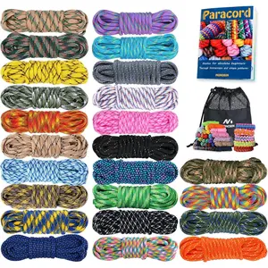 550 Combo Kit 24 Colors 10ft Paracord Rope with Instruction Multifunction Parachute Cord for Making Bracelets Lanyard Dog Collar Ideal Gift