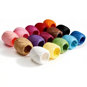 Raffia Paper Ribbon Twine Strings 15 Rolls 15 Colors Set for DIY Craft Gift Box Packing