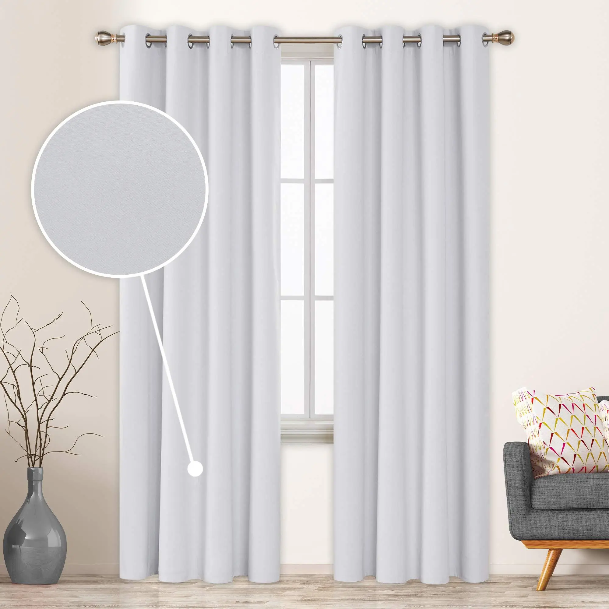 Deconovo 3-Layered All Black Soundproof Curtains - 96 in (10 ft) Total Blackout, Composited Thermal Insulated, Light Blocking Window Drapes for Sliding Glass Door, Living Room, Machine Washable, 10 Foot Curtains
