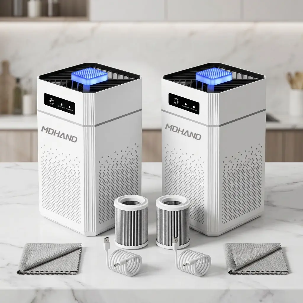Summerfinds 2-Set Cordless Large Room Air Purifier with Filters, USB Port, USB Charging Cable, Ionizer, Odor-Dust Remover, Room Decor Household Appliance for Family Home Bedroom